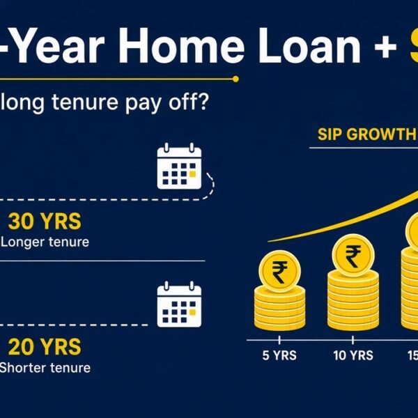 30-year home loan vs 20-year home loan with SIP growth chart